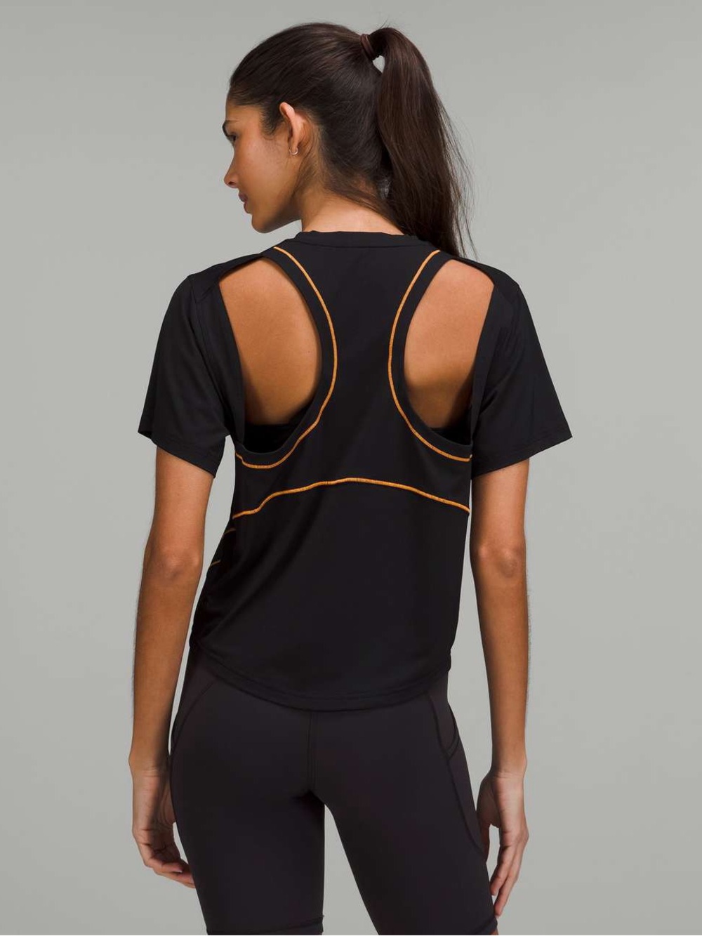 Lululemon Ventilated Open Back Training Black Tech Shirt -8